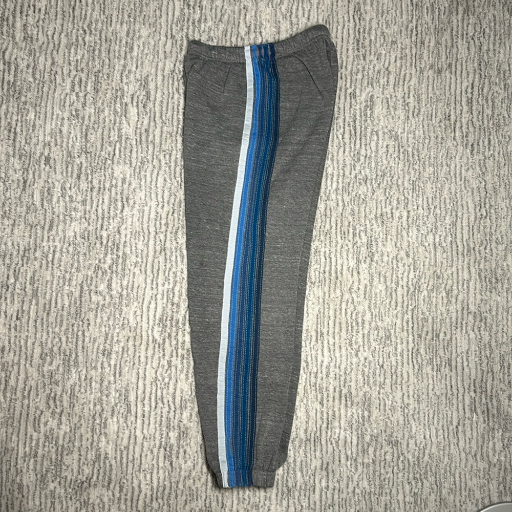Aviator Nation Women’s Gray Sweatpants Blue Stripes